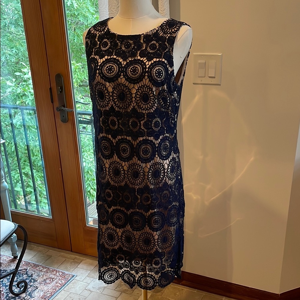 Eliza J Navy Blue Lace Dress Size 8 EUC - Picture 4 of 7